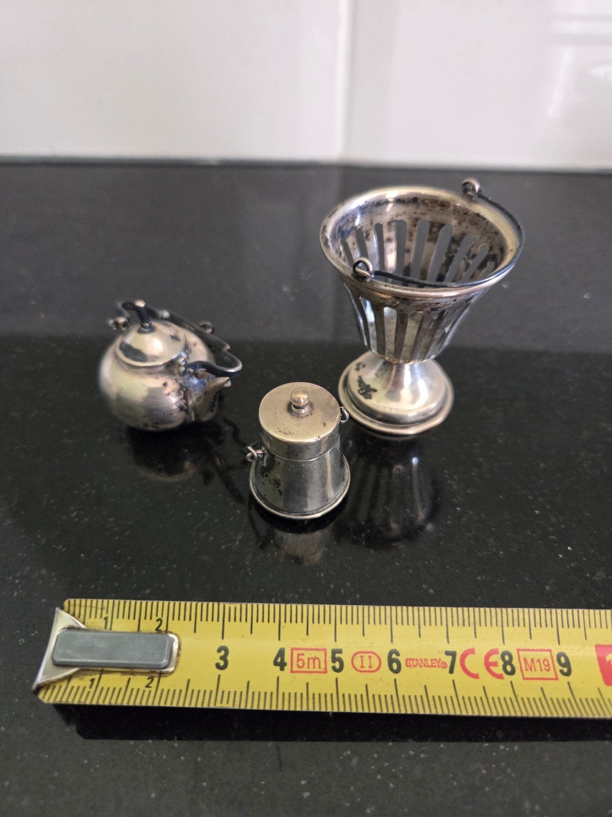 Gerardus Schoorl. Antieke zilveren miniatuur kolenkit, theep, Ophalen of Verzenden, Zilver