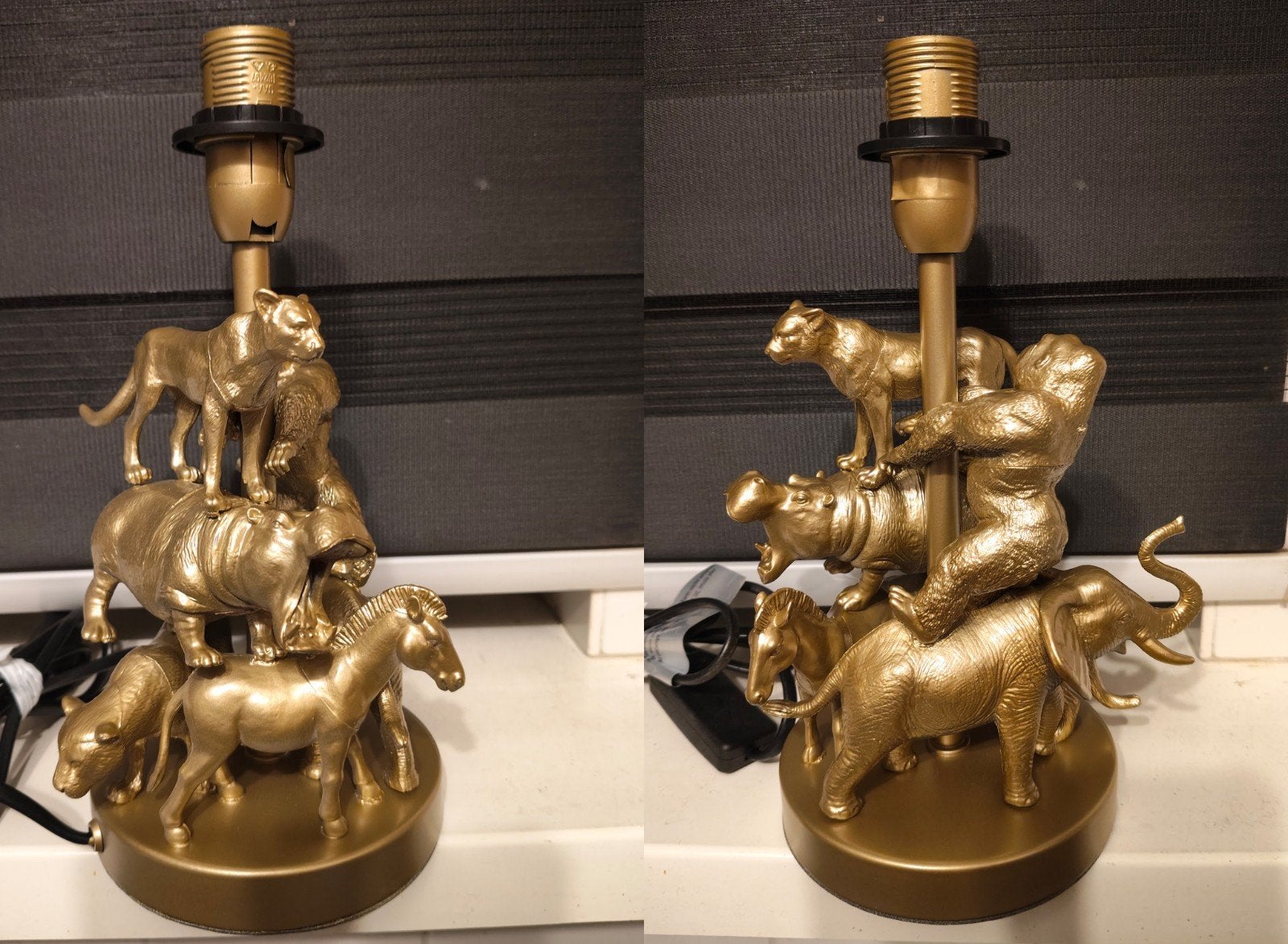Gouden lampenvoet jungle dieren met schakelaar E14 fitting, Met schakelaar, E14 (klein), Nieuw, Ophalen of Verzenden