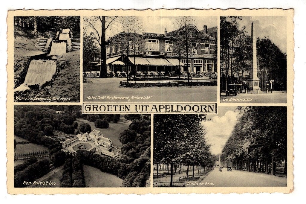 Apeldoorn  Hotel Cafe Ruimzicht D.J. van Steeden  1935, Verzamelen, Ansichtkaarten | Nederland, Ophalen of Verzenden, 1920 tot 1940