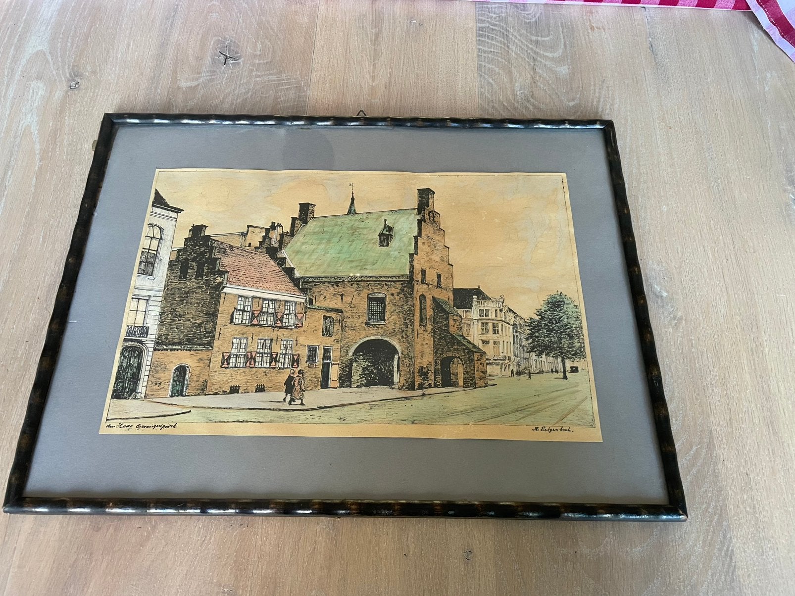 Gevangenpoort Den Haag door H. Estgerbuh, Antiek en Kunst, Kunst | Etsen en Gravures, Ophalen of Verzenden