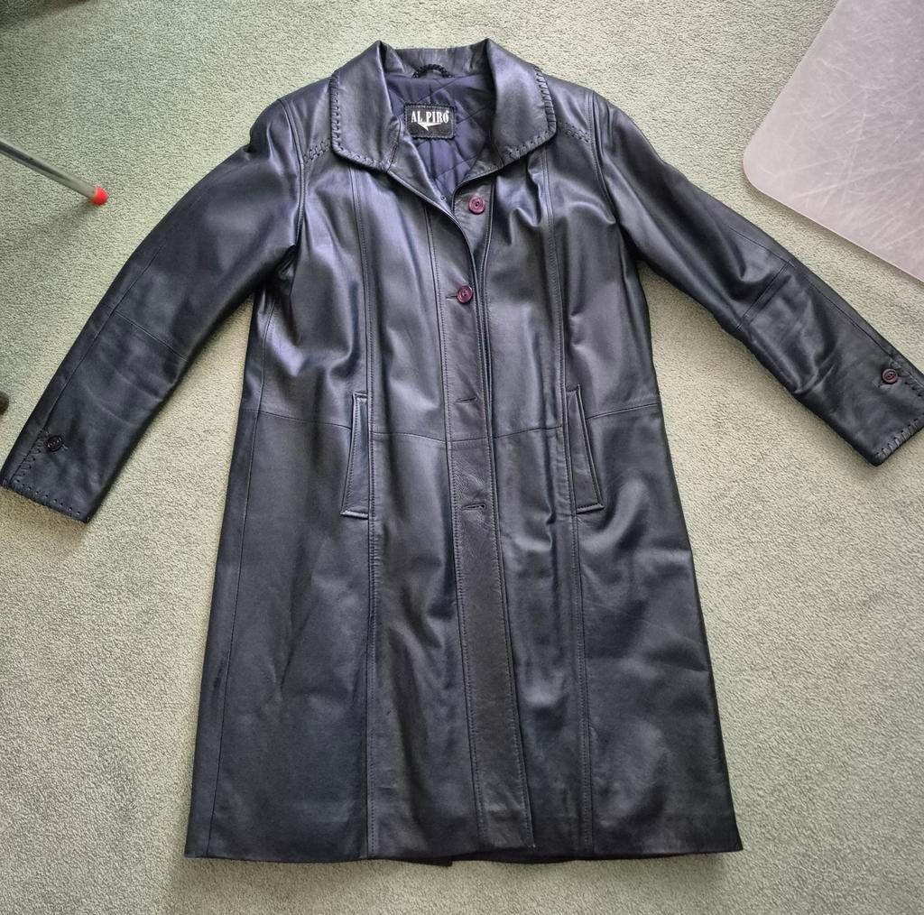 Leren jas, half lang, maat 38, Maat 38/40 (M), Blauw, Zo goed als nieuw, Alpiro