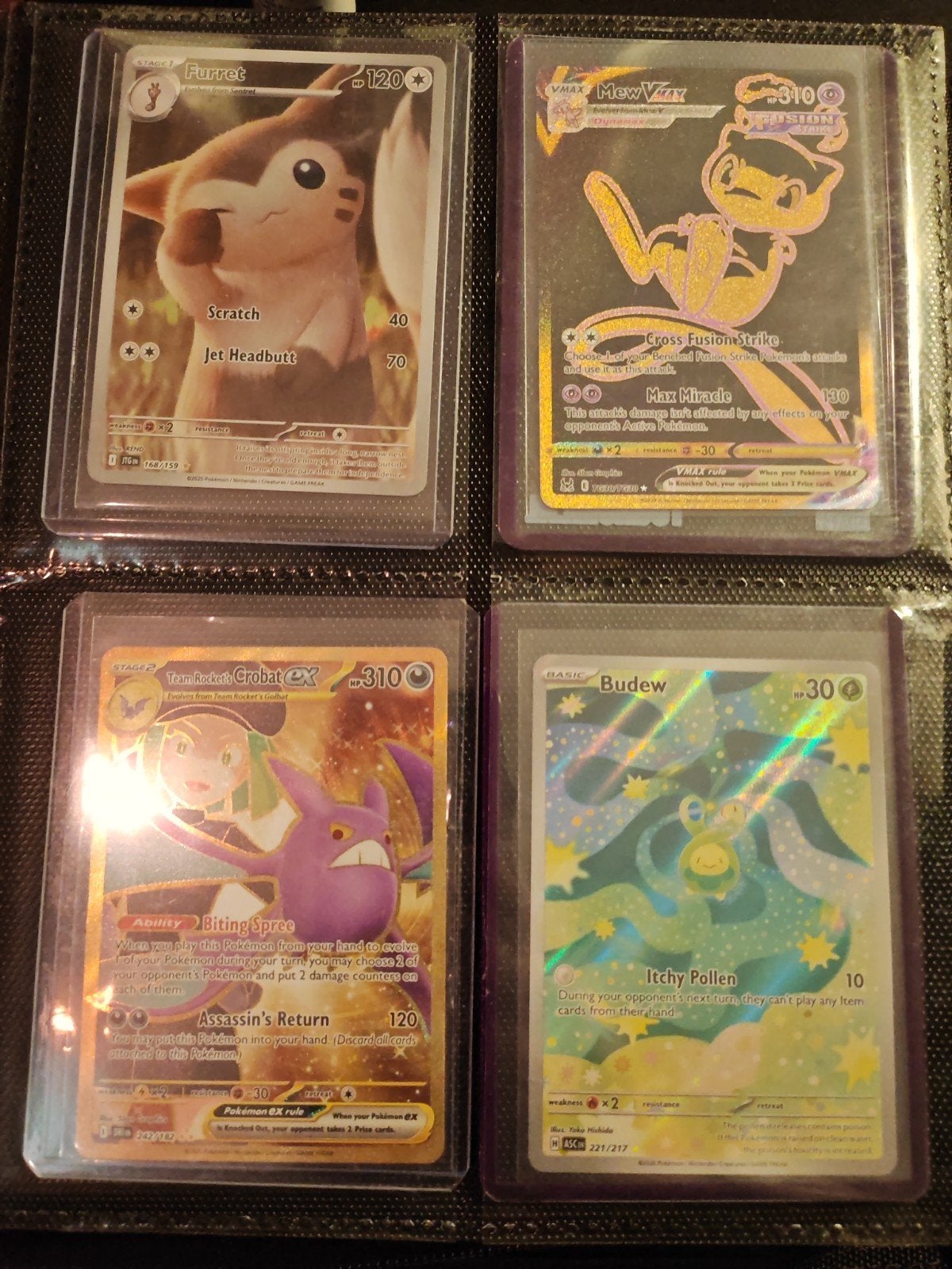 Pokémon kaarten: Mew VMAX, Crobat V, Furret, Budew, Ophalen of Verzenden