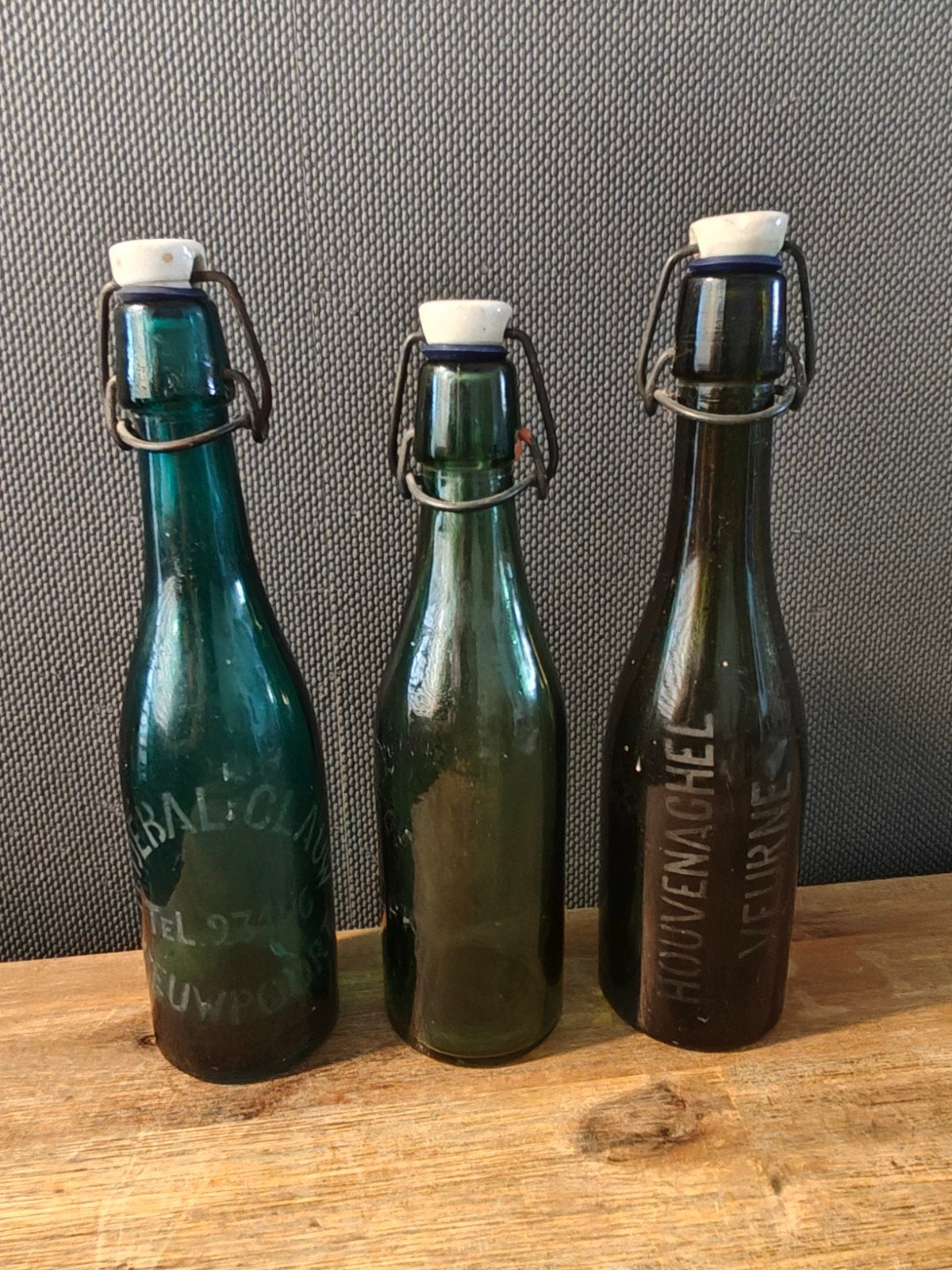 3 Antieke Belgische Bierflessen met Beugeldop, Antiek en Kunst, Ophalen of Verzenden