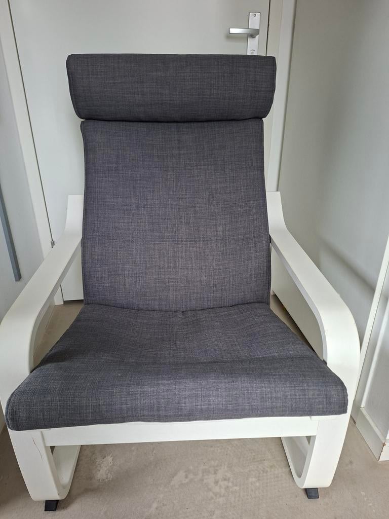 Poang (ikea) stoel wit met antraciet zgan kussen, Huis en Inrichting, Fauteuils, Ophalen, Gebruikt, 75 tot 100 cm, 50 tot 75 cm