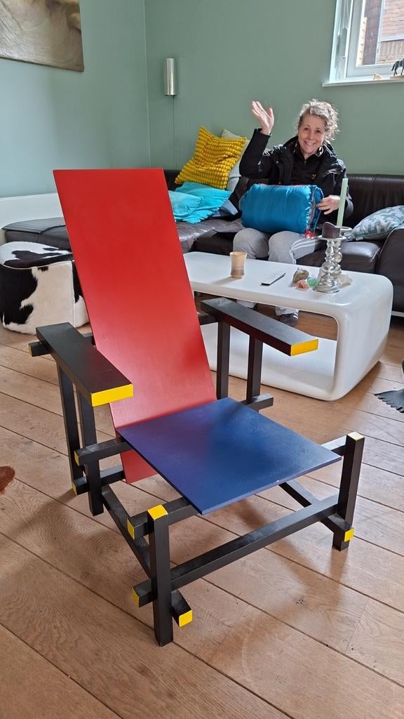 Replica van de Rietveld Rood-blauwe stoel, Antiek en Kunst, Antiek | Meubels | Stoelen en Banken, Ophalen