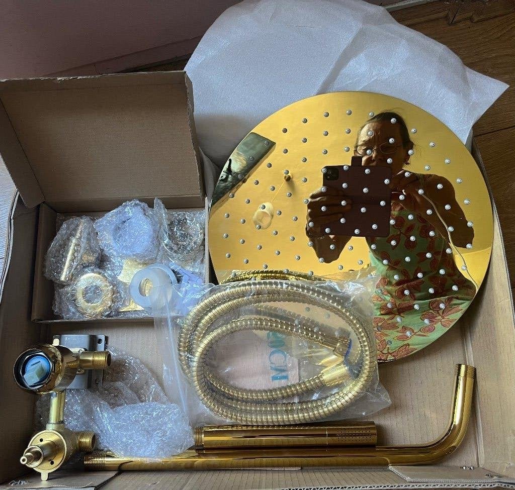 Luxe Gouden Doucheset met Regendouche en Handdouche, Doe-het-zelf en Verbouw, Sanitair, Ophalen, Nieuw, Koper, Douche