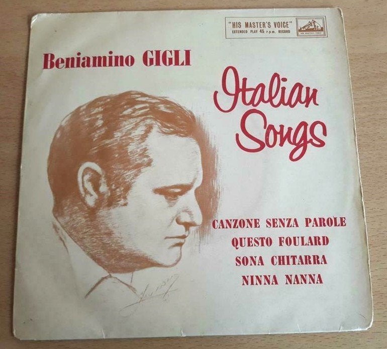 Beniamino Gigli ‎– Italian Songs - HMV ‎– 7ER 5115, EP, Ophalen of Verzenden, Gebruikt, Klassiek