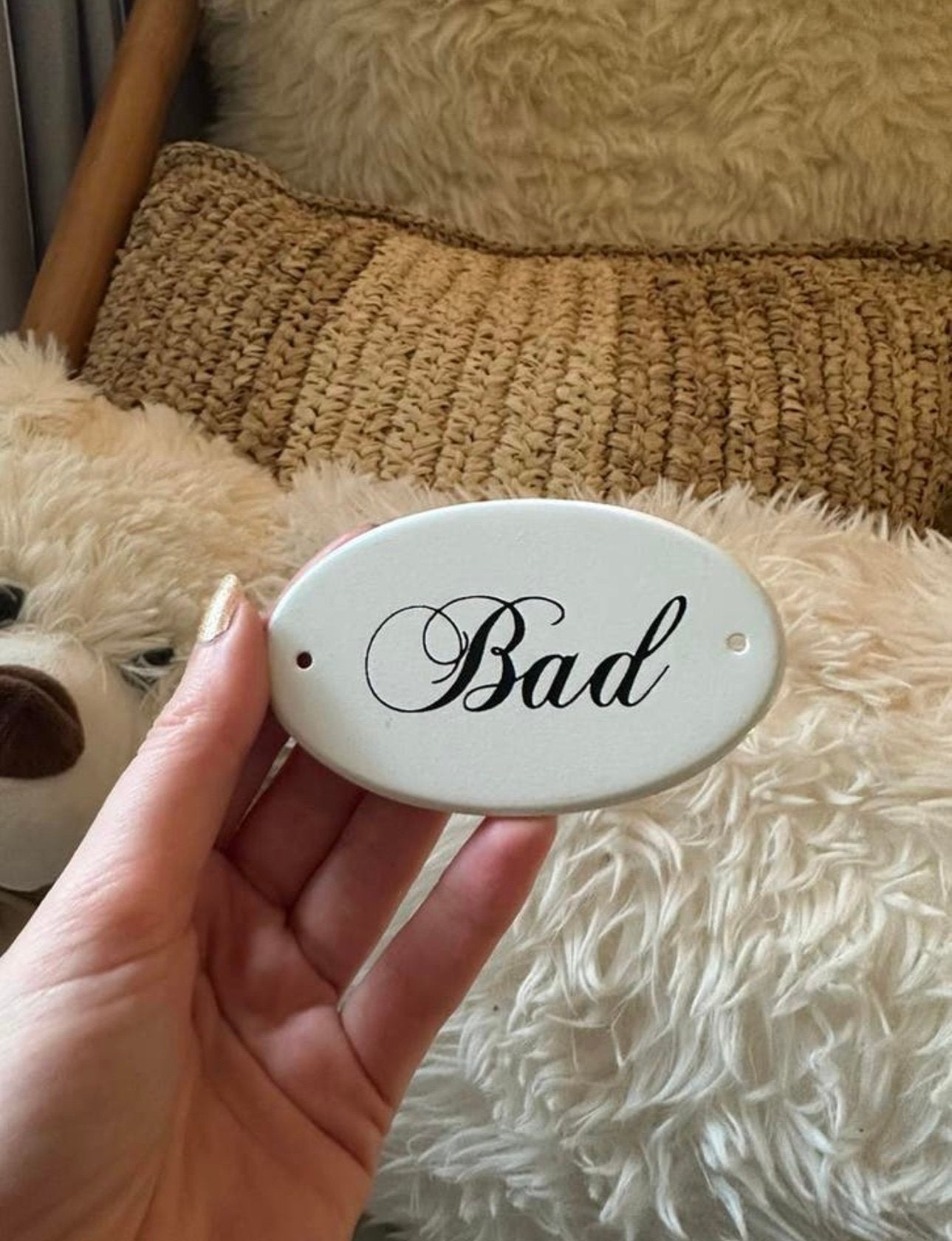 Ovaal emaille deurbordje met de tekst 'Bad' van IB Laursen, Ophalen of Verzenden