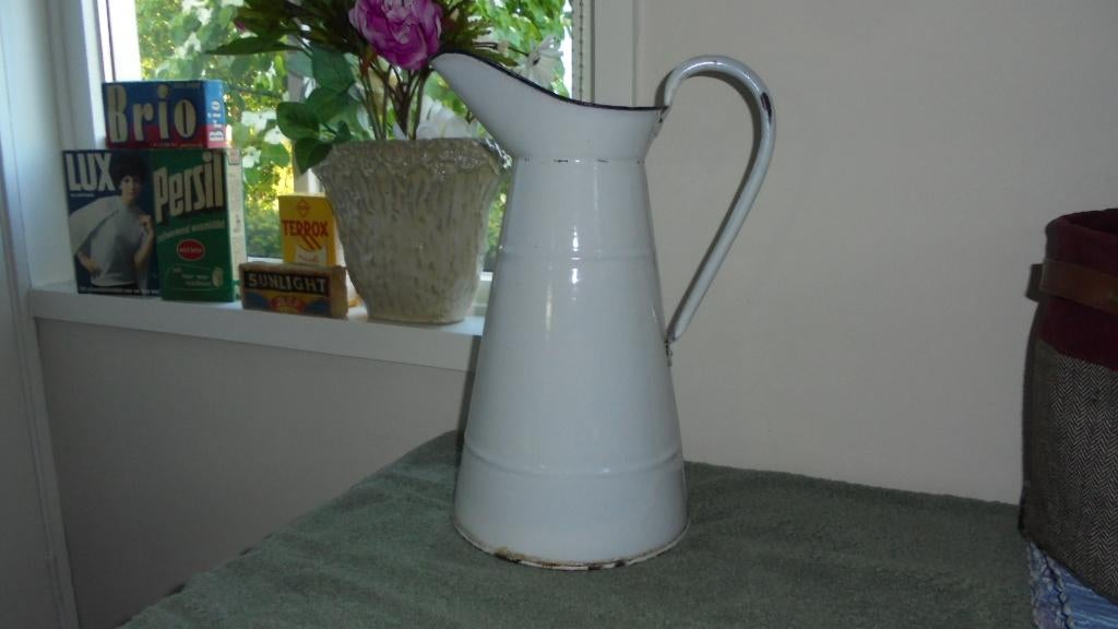 wit emaille lampetkan, doorsnee 20H38cm, Ophalen of Verzenden