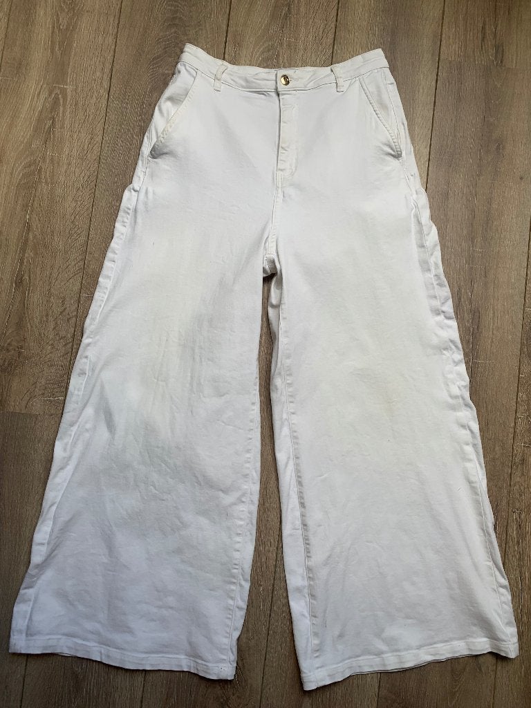 Janice wijde pantalon broek hoge taille wit 29: M/38, Kleding | Dames, Broeken en Pantalons, Maat 38/40 (M), Janice, Verzenden