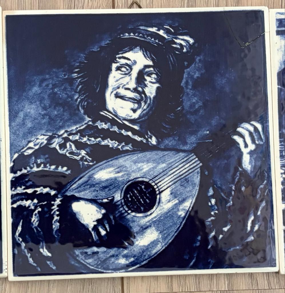 Delfts Blauwe Tegels met Oude Meesters (3 stuks), Ophalen of Verzenden