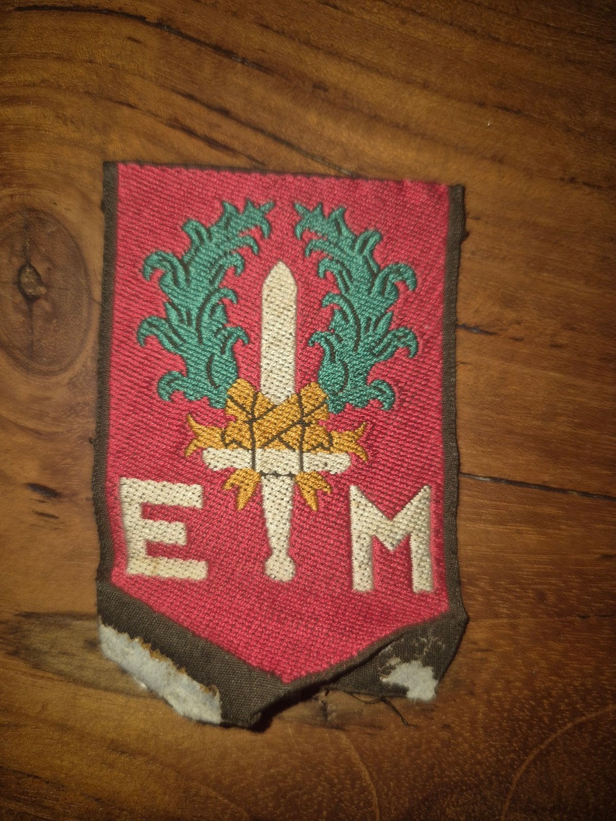 Origineel 1e Divisie 7 December E.M. patch – Nederlands-Indi, Ophalen of Verzenden, Landmacht, Nederland, Embleem of Badge