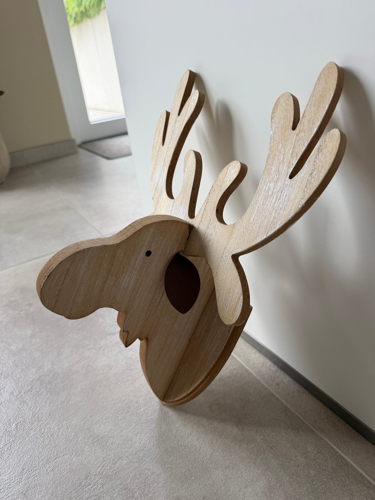 Kerst muurdecoratie houten eland, Ophalen of Verzenden, Zo goed als nieuw