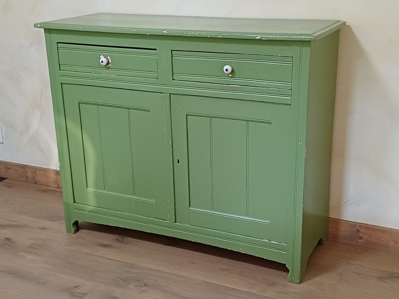 Vintage Buffet Parisien Kast met Rek - Groen, Ophalen of Verzenden