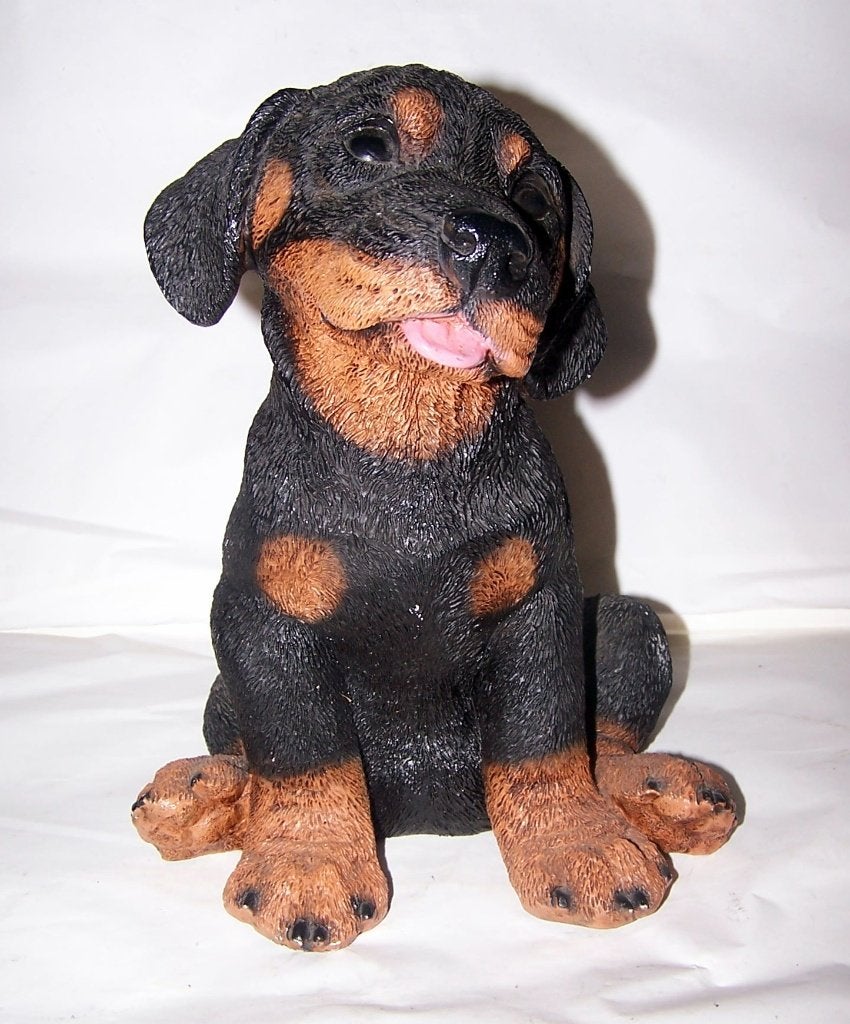 Keramisch Rottweiler puppy beeld. Castanga Italy 1988. Izgs., Ophalen of Verzenden, Zo goed als nieuw, Dier