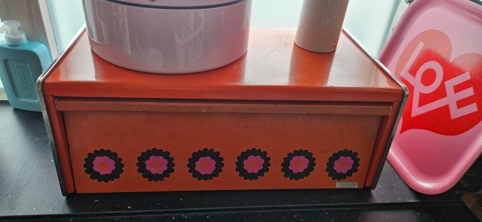 Vintage Brabantia broodtrommel met bloemmotief, Ophalen of Verzenden