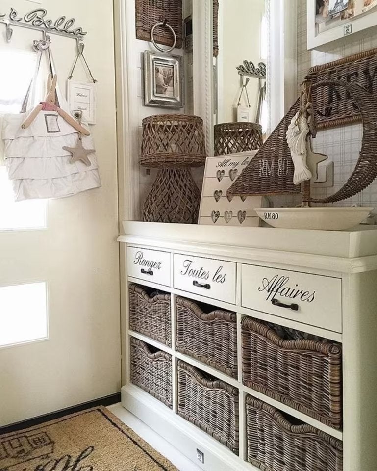 Riviera Maison dressoir/kast met manden, Ophalen, Zo goed als nieuw, 25 tot 50 cm, Riviera maison