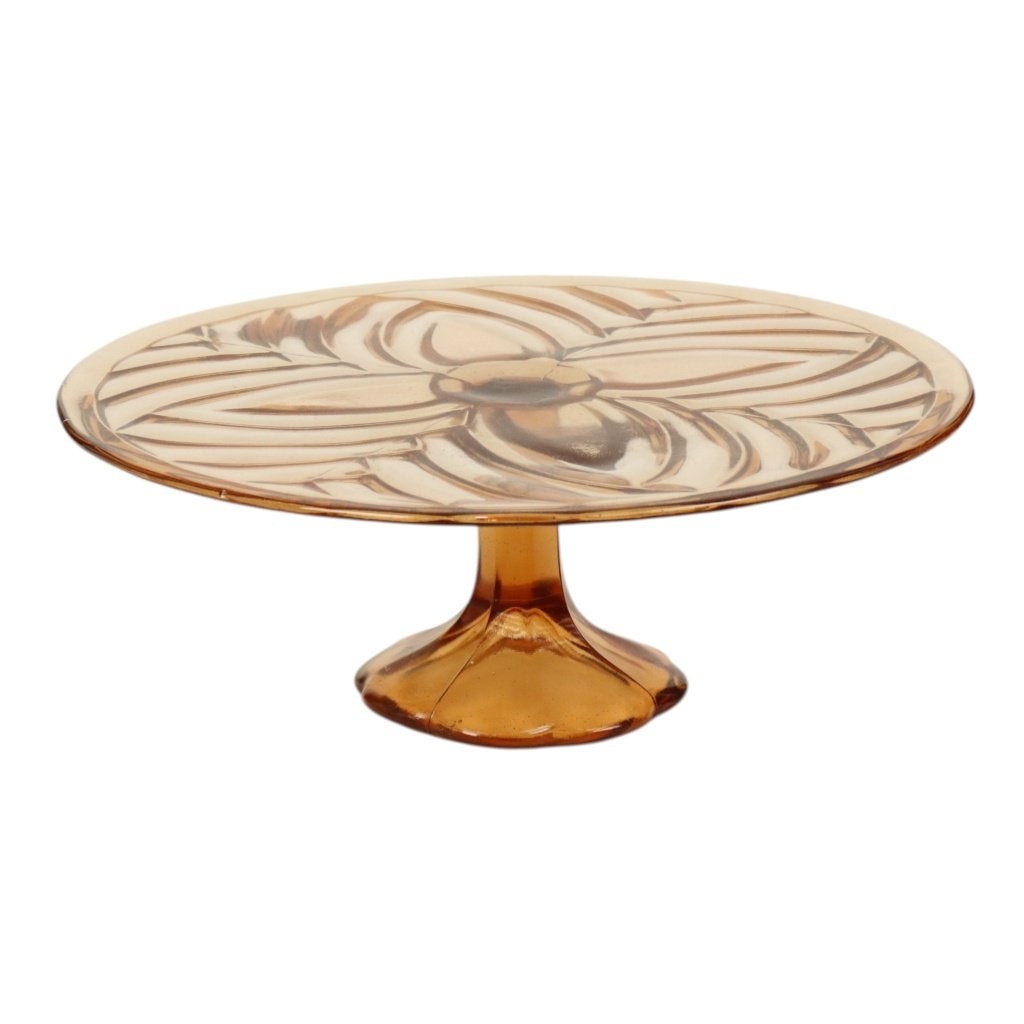 Amber Art Deco Taartschotel Schaal Val Saint Lambert 33cm, Ophalen of Verzenden