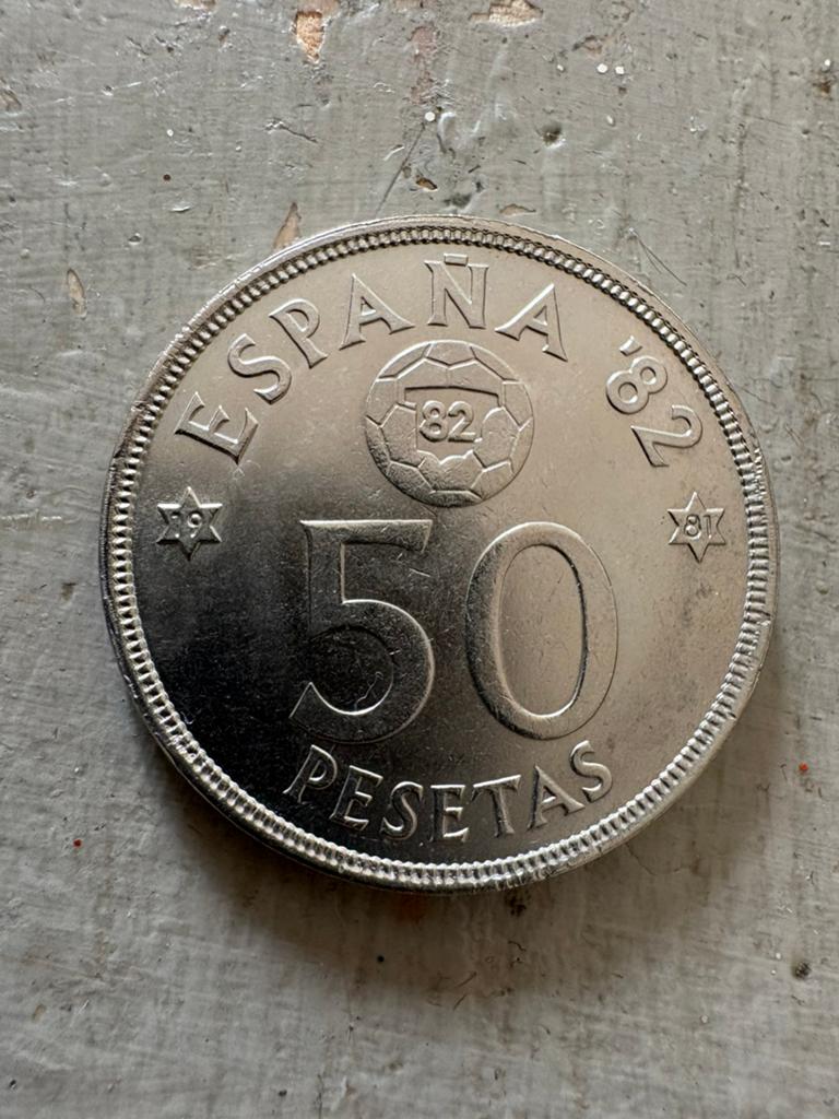 Munt 50 pesetas WK voetbal “Espana 82”, Ophalen of Verzenden, Buitenland, Munten