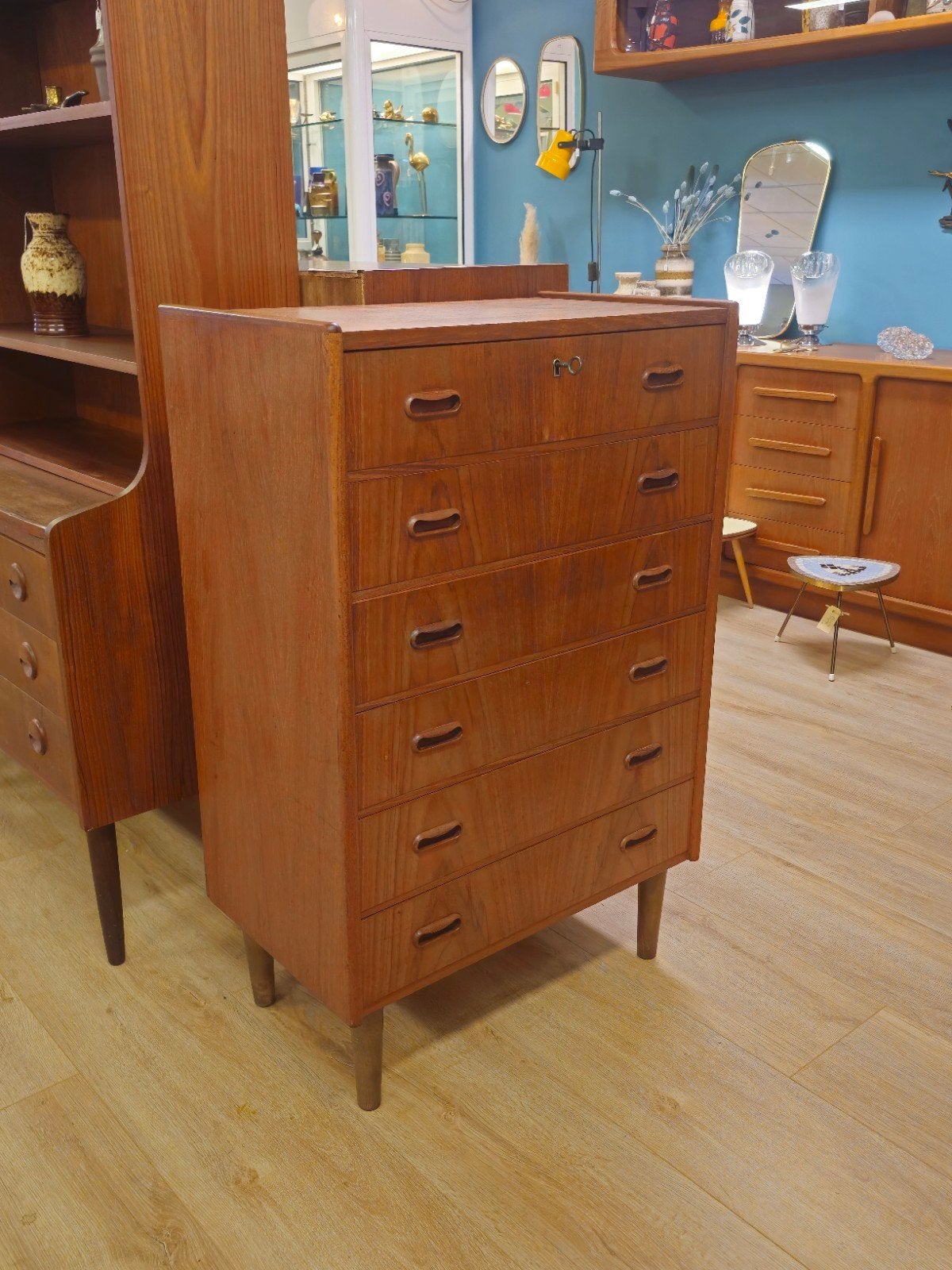 Deense Vintage Ladekast 6 Lades Ladekastje Kast Kastje, Huis en Inrichting, Ophalen, Nvt, Nvt, Nvt
