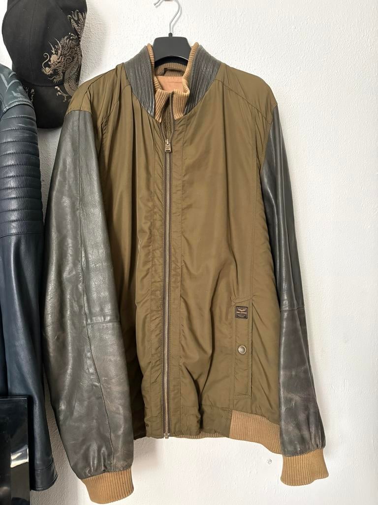 PME gedeeltelijk leren jas, zgan, XXL, legergroen, Kleding | Heren, Ophalen of Verzenden, Zo goed als nieuw, Overige maten