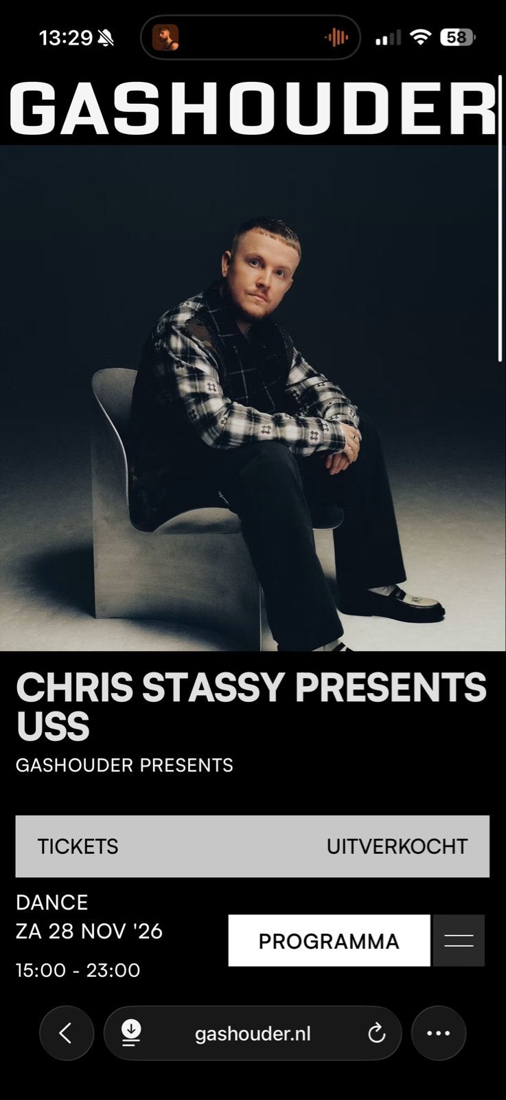 Chris Stassy USS Gashouder (4 stuks) 28 Nov, Tickets en Kaartjes
