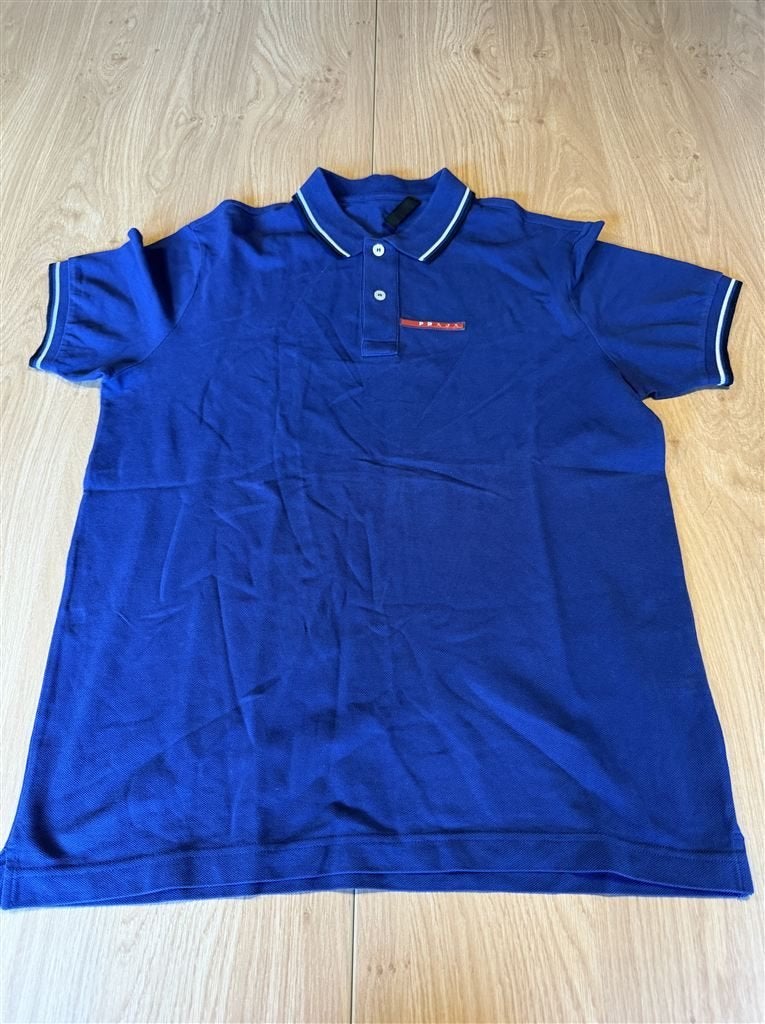 Prada Heren Polo Shirt Blauw Maat L, Ophalen of Verzenden, Zo goed als nieuw, Blauw