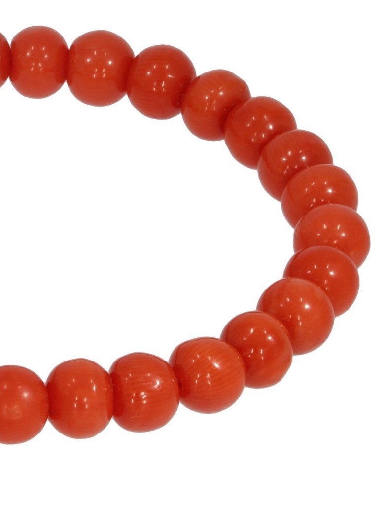 Bloedkoraal fraaie armband bol kralen 14k slot goud dame, Ophalen of Verzenden, Goud, Armband, Met edelsteen