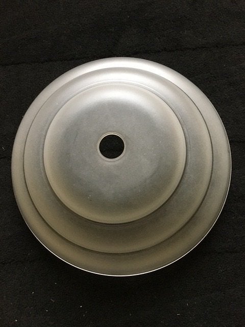 Lampenkap bewerkt  geëtst crème kleurig glas, Hanglamp, 13 cm, Rond, Ophalen of Verzenden
