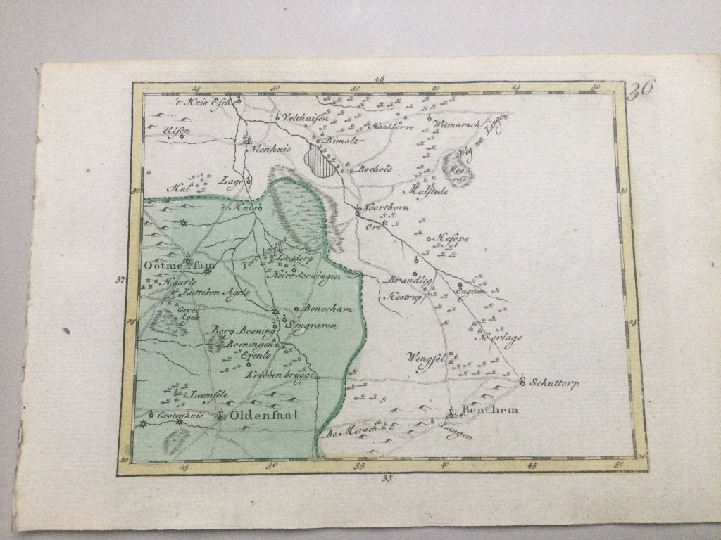 Almelo, Tubbergen en Vriezeveen en omging, JC Sepp, 1773, Cartografie, 19 cm, Handgekleurd, 13 cm