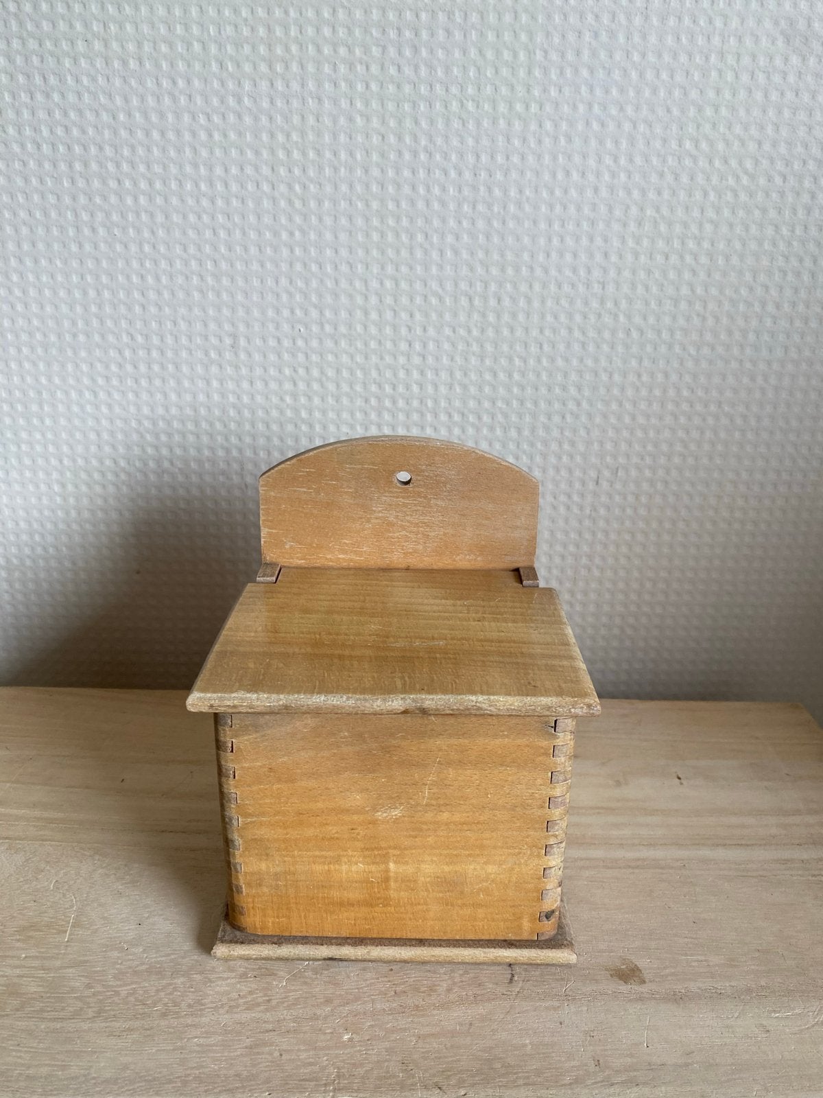 Vintage houten zoutkistje / kruidenbakje, Antiek en Kunst, Ophalen of Verzenden