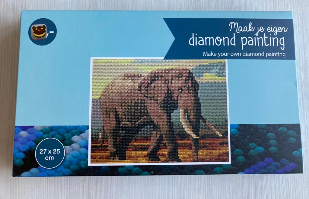 Nieuw diamond painting olifant 27x25 cm, Nieuw, Ophalen of Verzenden, Overige merken, Diamond painting