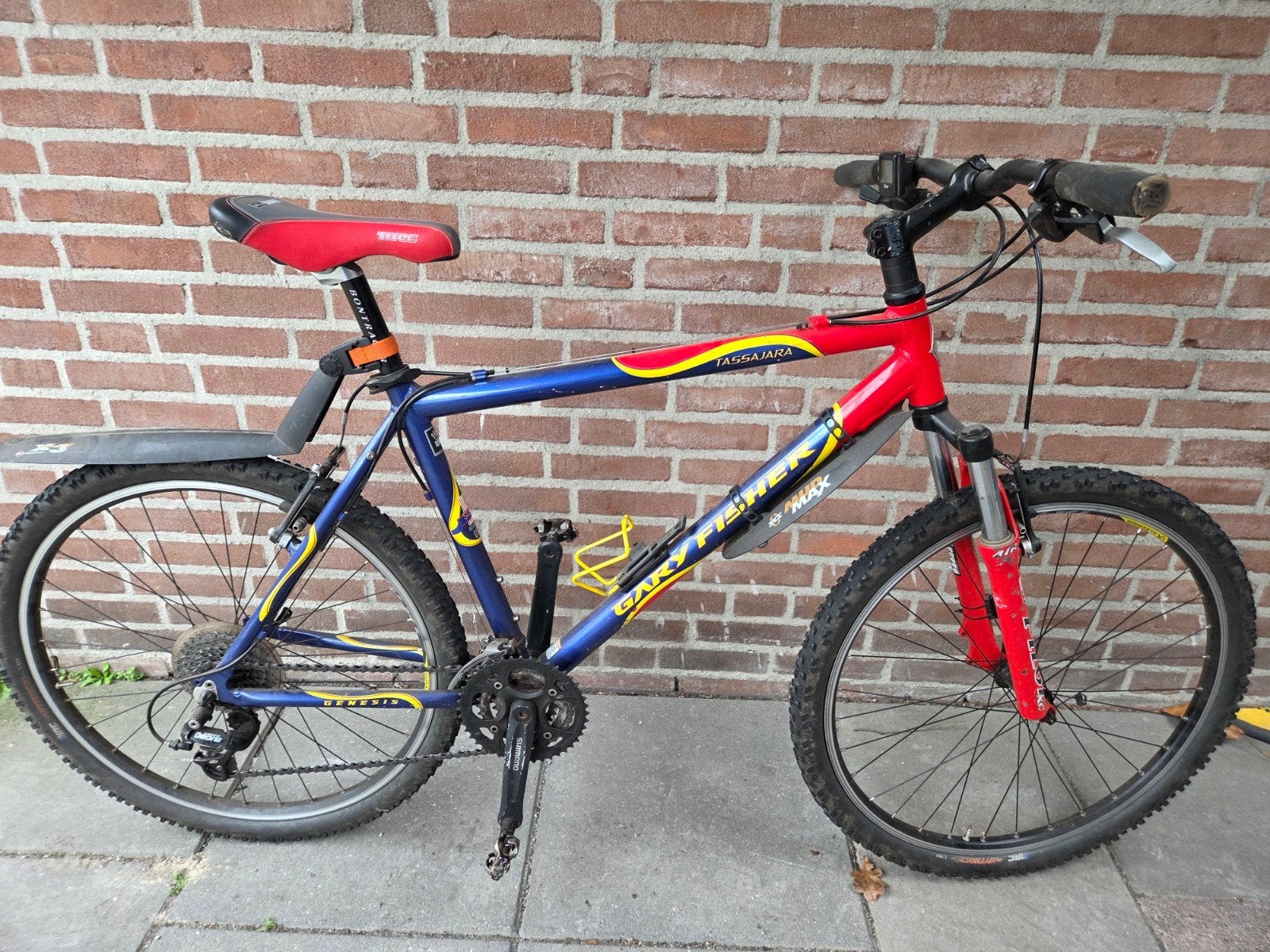 Gary Fisher Tassajara Mountainbike - Blauw/Rood, Gebruikt, Hardtail, Heren, Schijfrem