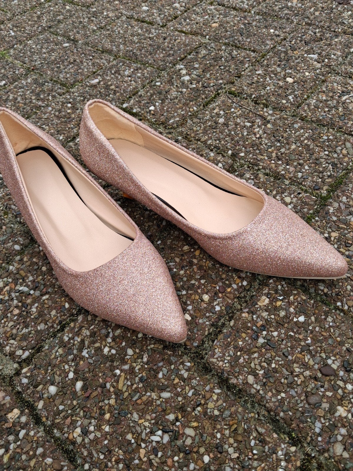 nieuwe pumps, oudroze glitter, Chinese maat 40, Ophalen of Verzenden, Nieuw, Roze