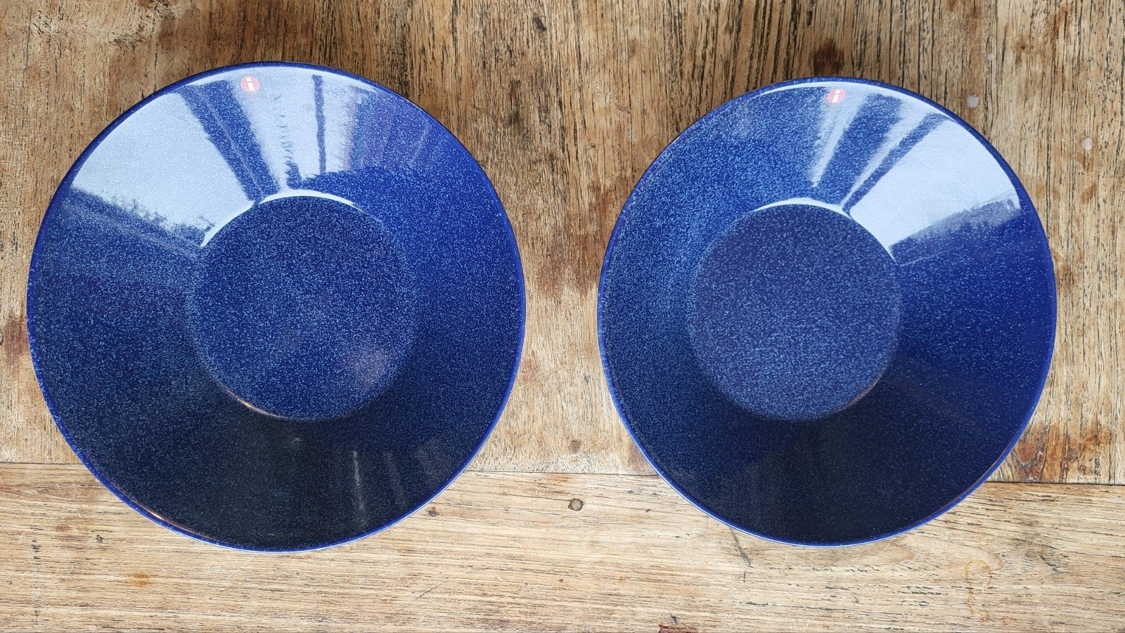 2x Iittala Teema diepe borden dotted blue, Overige merken, Keramiek, Ophalen of Verzenden, Zo goed als nieuw