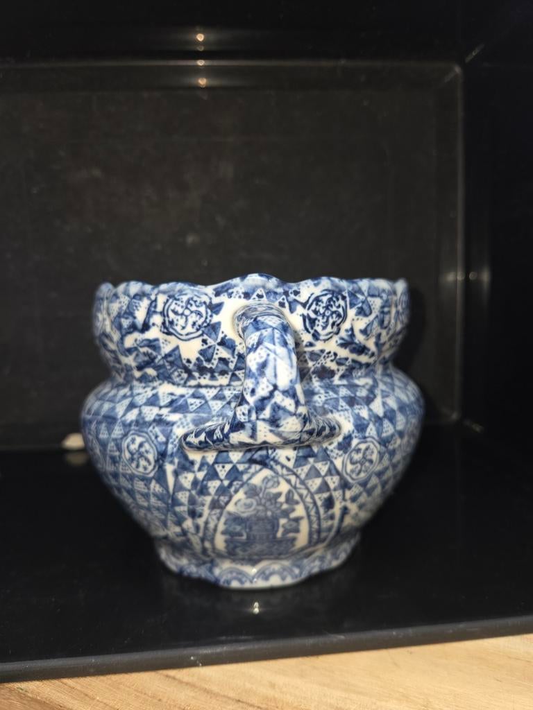 Blauw-witte bloempot met oren, Ophalen of Verzenden