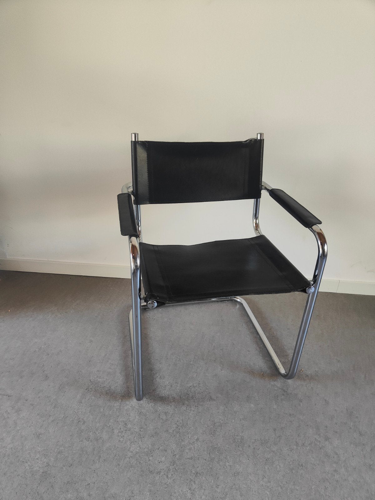 Vintage Gispen stoel met chroom en zwart leer, Ophalen of Verzenden