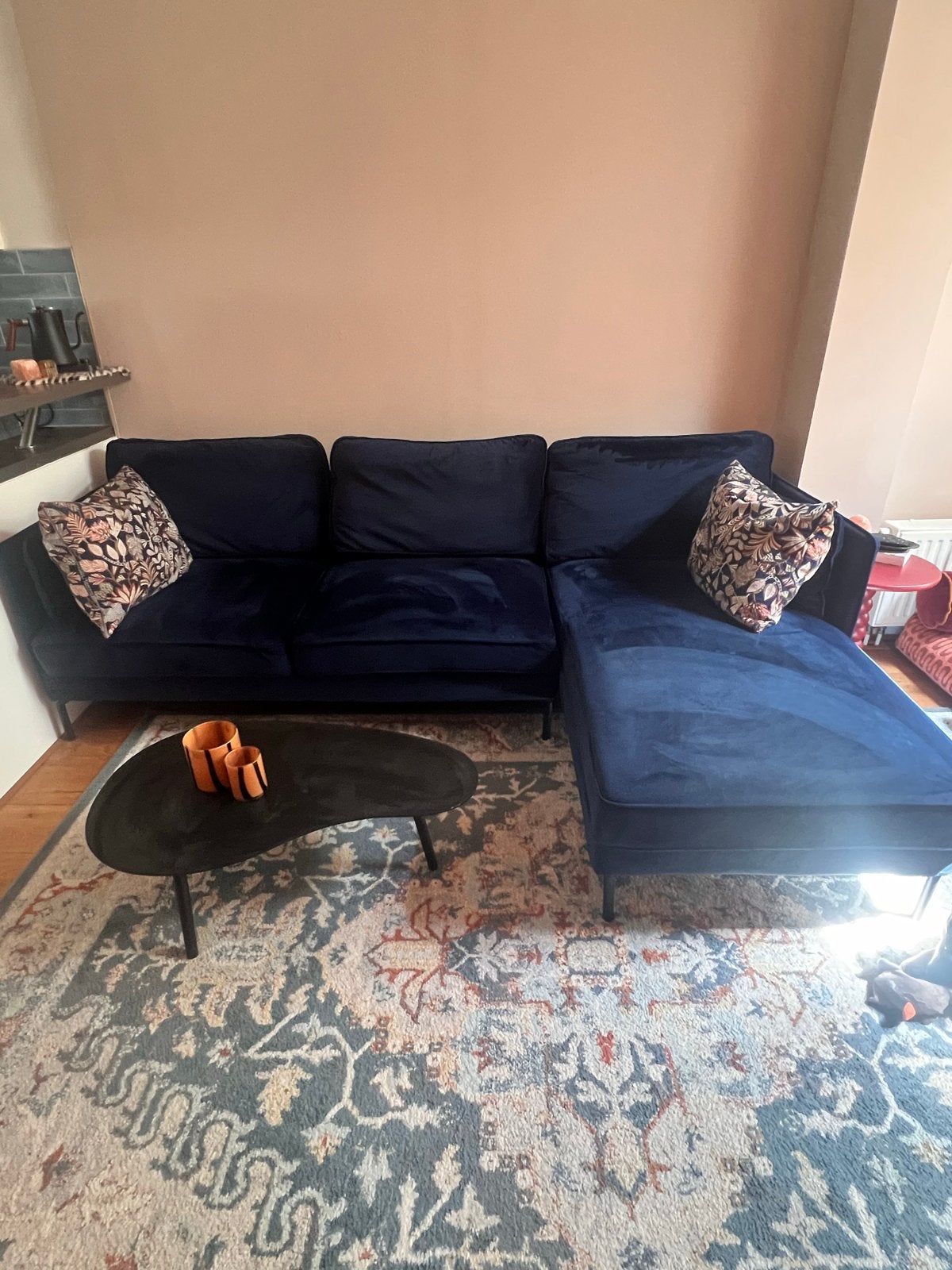 Velvet Hoekbank WOOOD 250x150, Huis en Inrichting, Banken | Bankstellen, Ophalen, 250 tot 300 cm, 125 tot 150 cm, Hoekbank