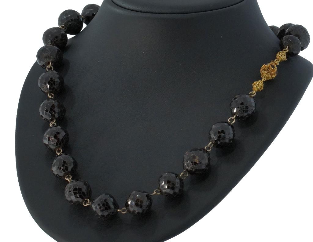 Granaat antieke ketting fraai 14k slot goud filigrain dames