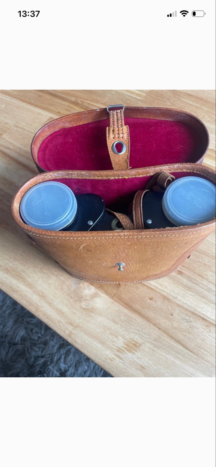 Vintage Broco 8x40 verrekijker met leren tas, Audio, Tv en Foto, Gebruikt, 8 tot 12x, Met hoes of tas, Porro (met knik)