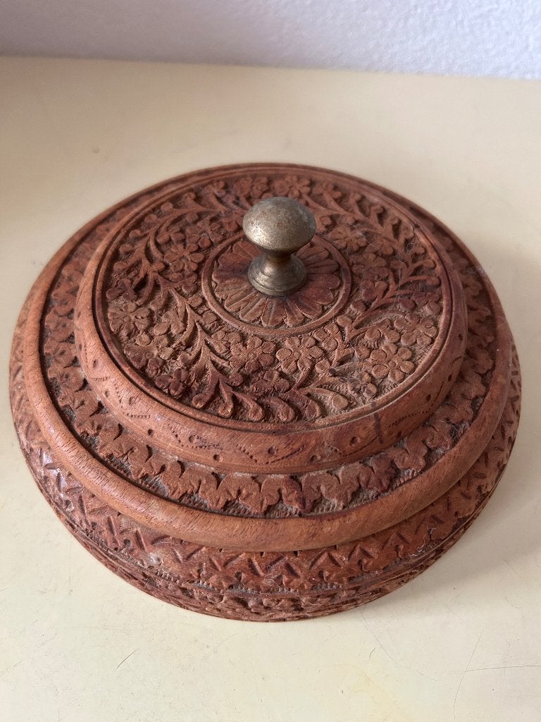 Prachtige Indiase Masala Dabba Kruidendoos – Hout, Hout, India, Handgemaakt, Ophalen of Verzenden