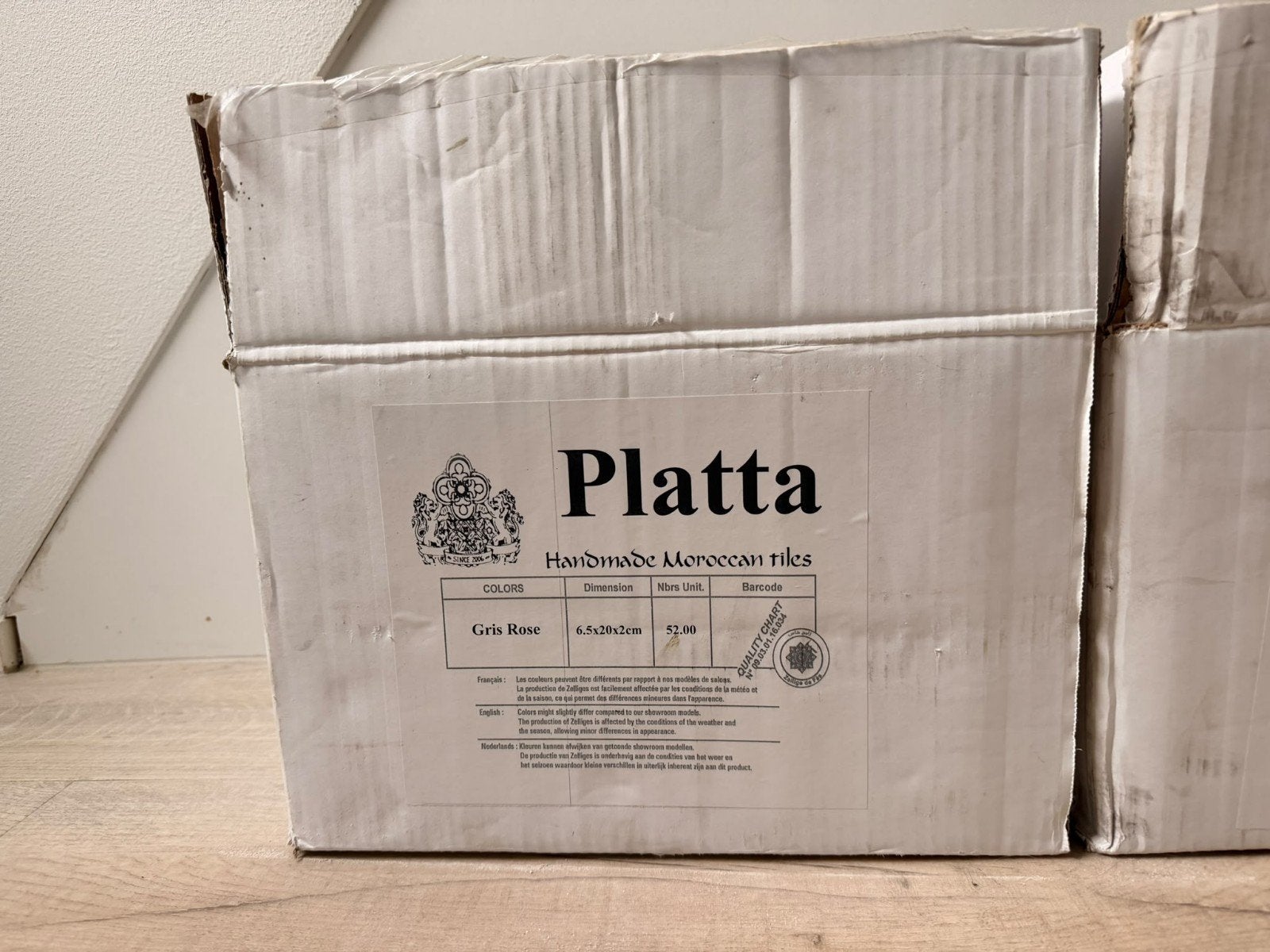 Platta Handmade Moroccan tegels Gris Rose 6.5x20.2cm 2 dozen, Doe-het-zelf en Verbouw, Ophalen, Nieuw, Minder dan 20 cm, Minder dan 20 cm