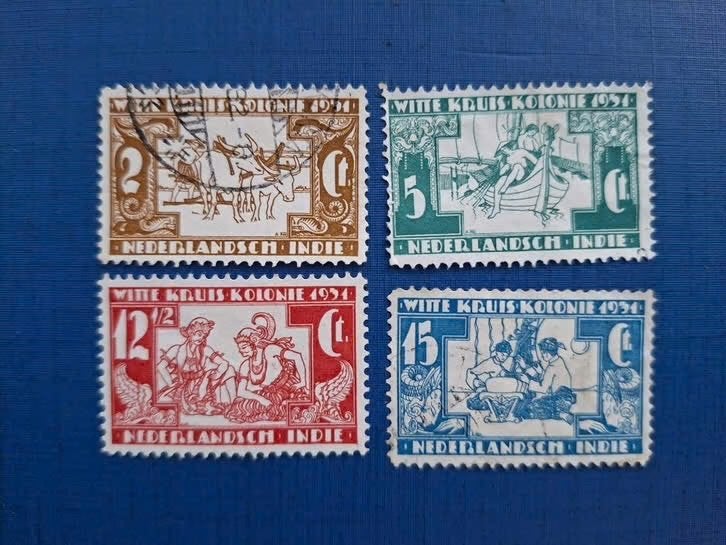 Postzegel NL Indie 1931 Serie Witte Kruis 09-07, Ophalen of Verzenden, Gestempeld, Nederlands-Indië