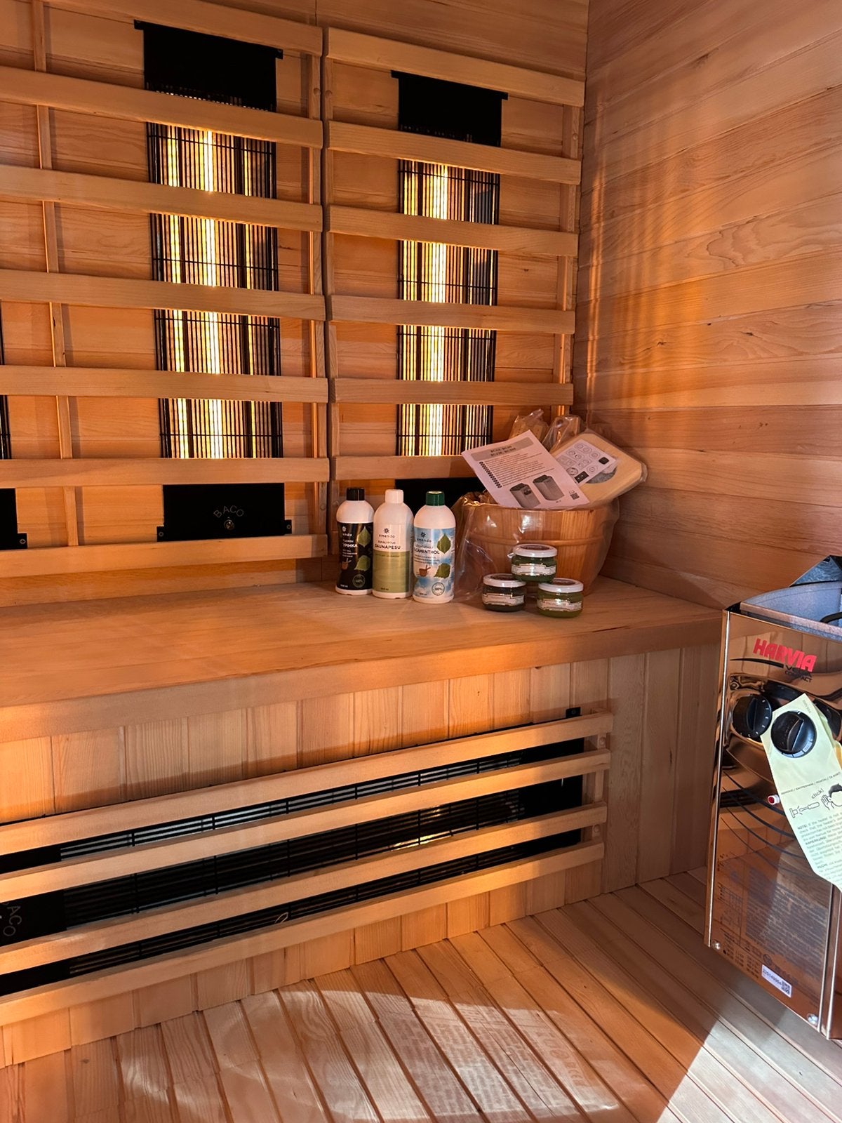 COMBI SAUNA INFRAROOD MET OPGIETKACHEL GRATIS BEZORGD! 🚚, Sport en Fitness, Sauna, Ophalen of Verzenden, Zo goed als nieuw, Fins of Traditioneel
