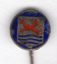 Wapen Zeeland email op zilverkleurig speldje ( U_506), Verzenden, Zo goed als nieuw, Transport, Speldje of Pin