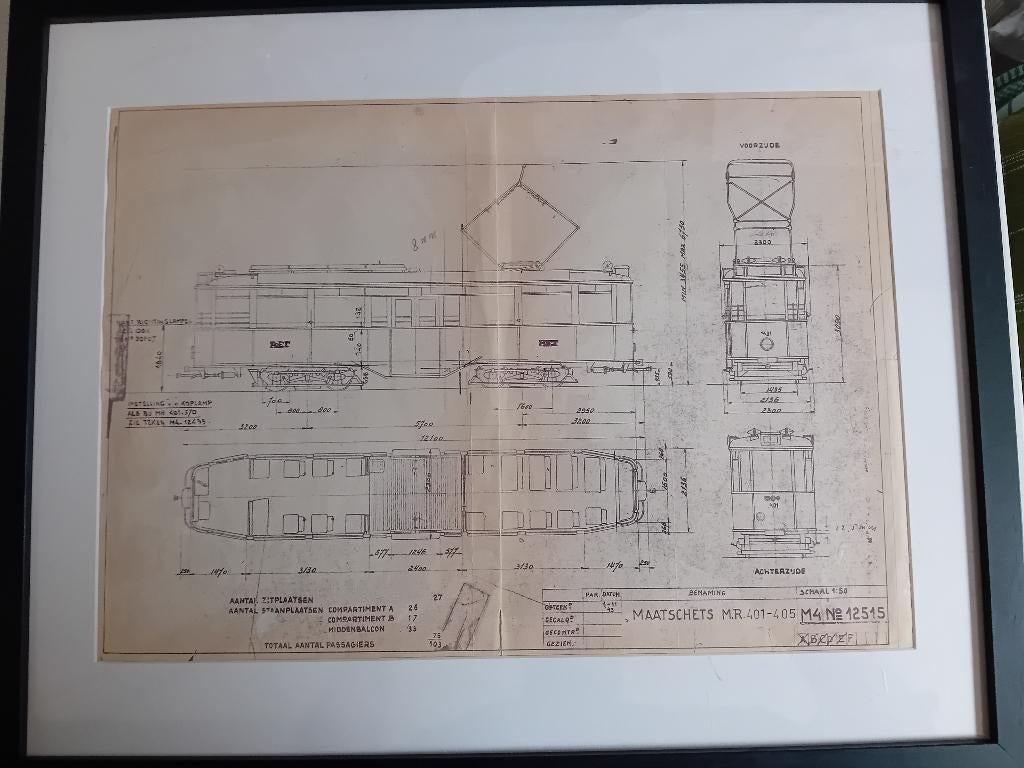 Tram originele tekening en tram boeken., Ophalen of Verzenden, Zo goed als nieuw, Tram, Kaart of Prent