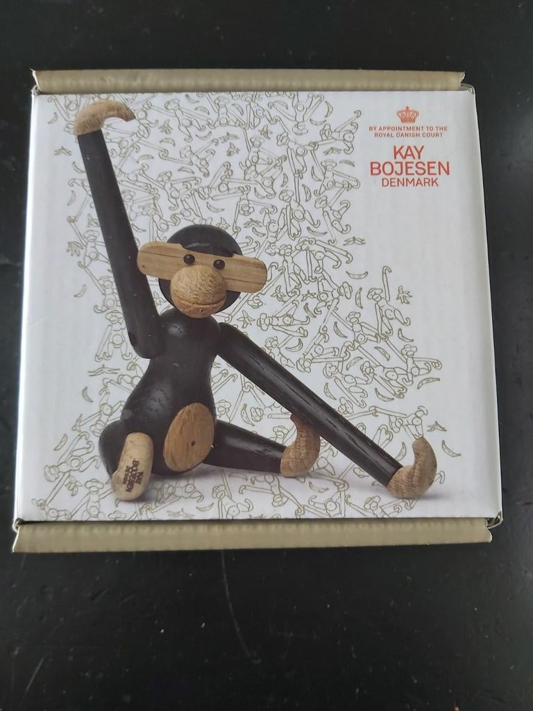 Kay Bojesen mini monkey / mini aap zwart 10cm, Ophalen of Verzenden, Handgemaakt, Hout, Houtsnijwerk