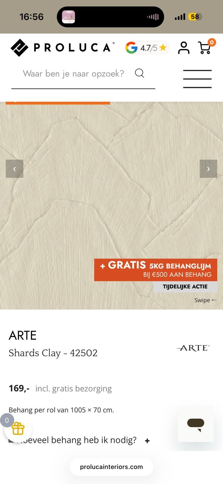 Arte sculptura shards behang rol, Huis en Inrichting, Ophalen, Structuur, Vinylbehang, 5 tot 10 m²