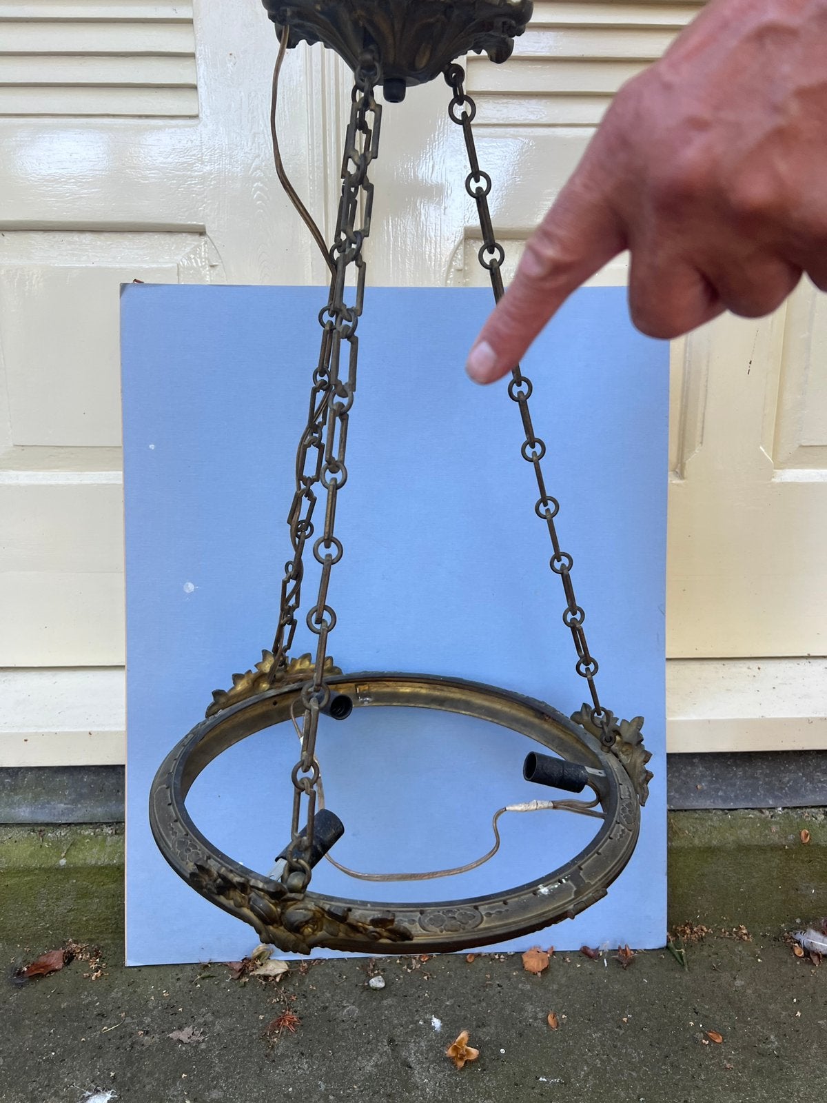 Lamp hangend messing antiek Frans neo renasance Empire, Ophalen