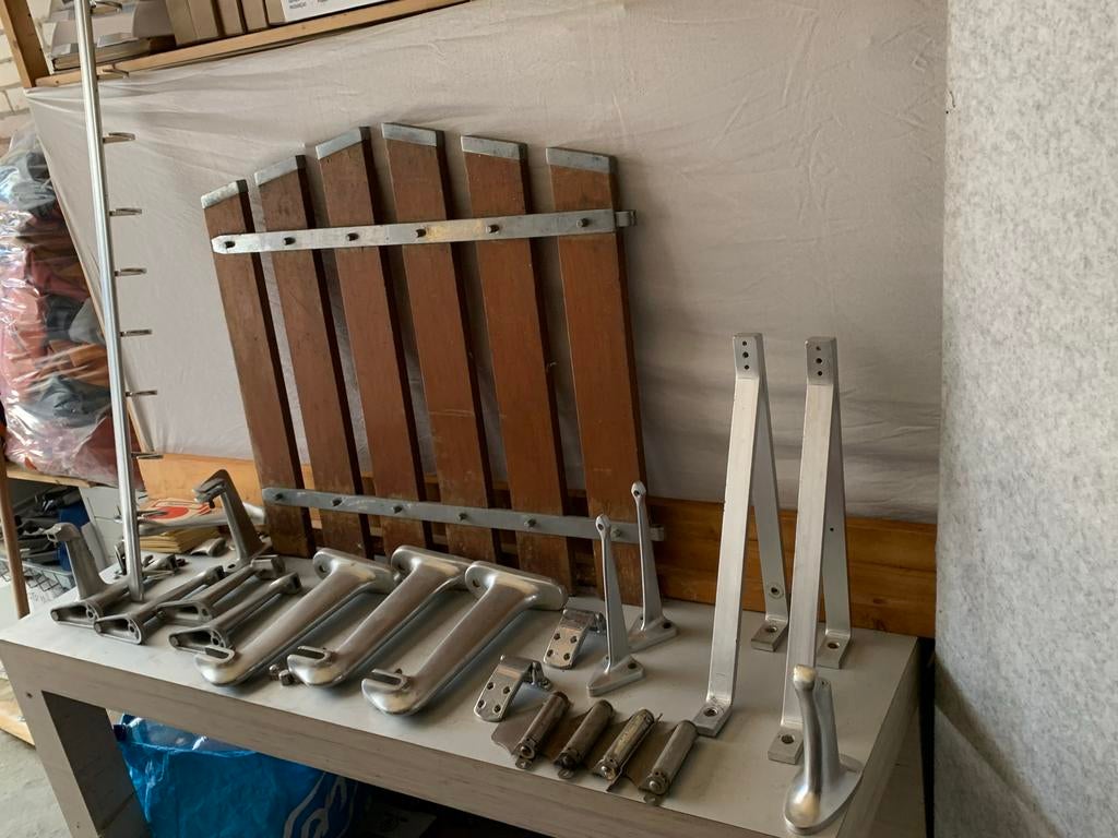 Oude slagerij onderdelen - Diverse metalen en houten items, Antiek en Kunst, Ophalen of Verzenden
